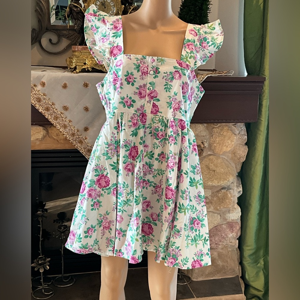 ASOS Design white rose floral print mini dress 10 NWT